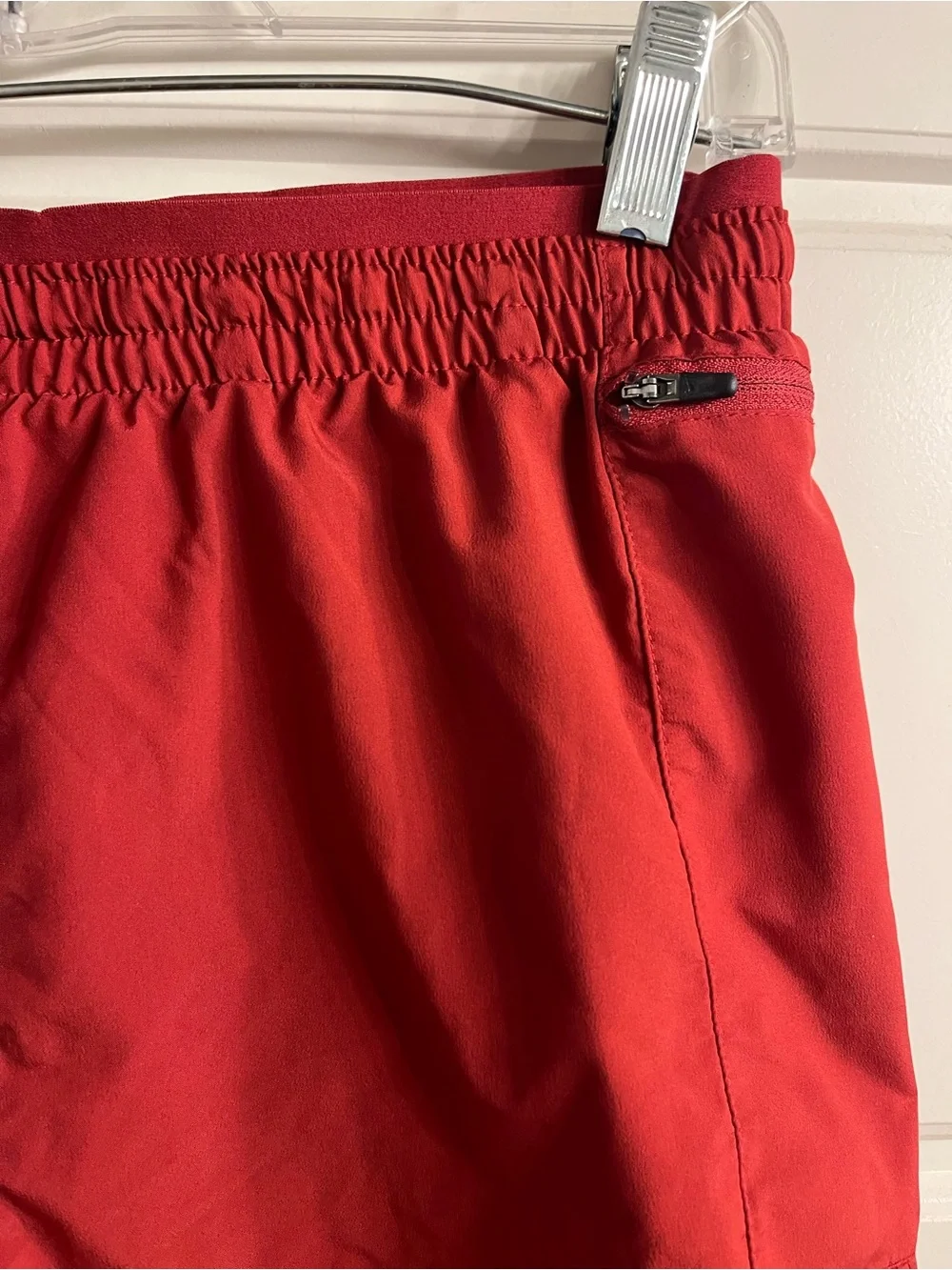 Nike Women's Red Athletic Shorts with White Script A
